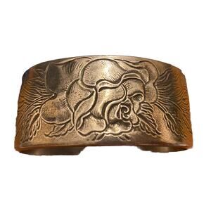 Salisbury Pewter Cuff Bracelet June Etched Roses ~ Flower of the Month